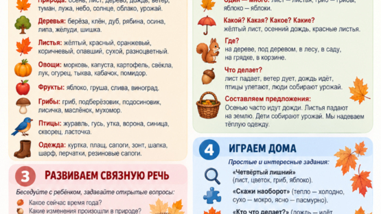 Памятка для родителей по теме ОСЕНЬ