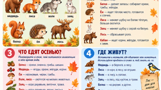 Памятка для родителей Дикие животные осенью